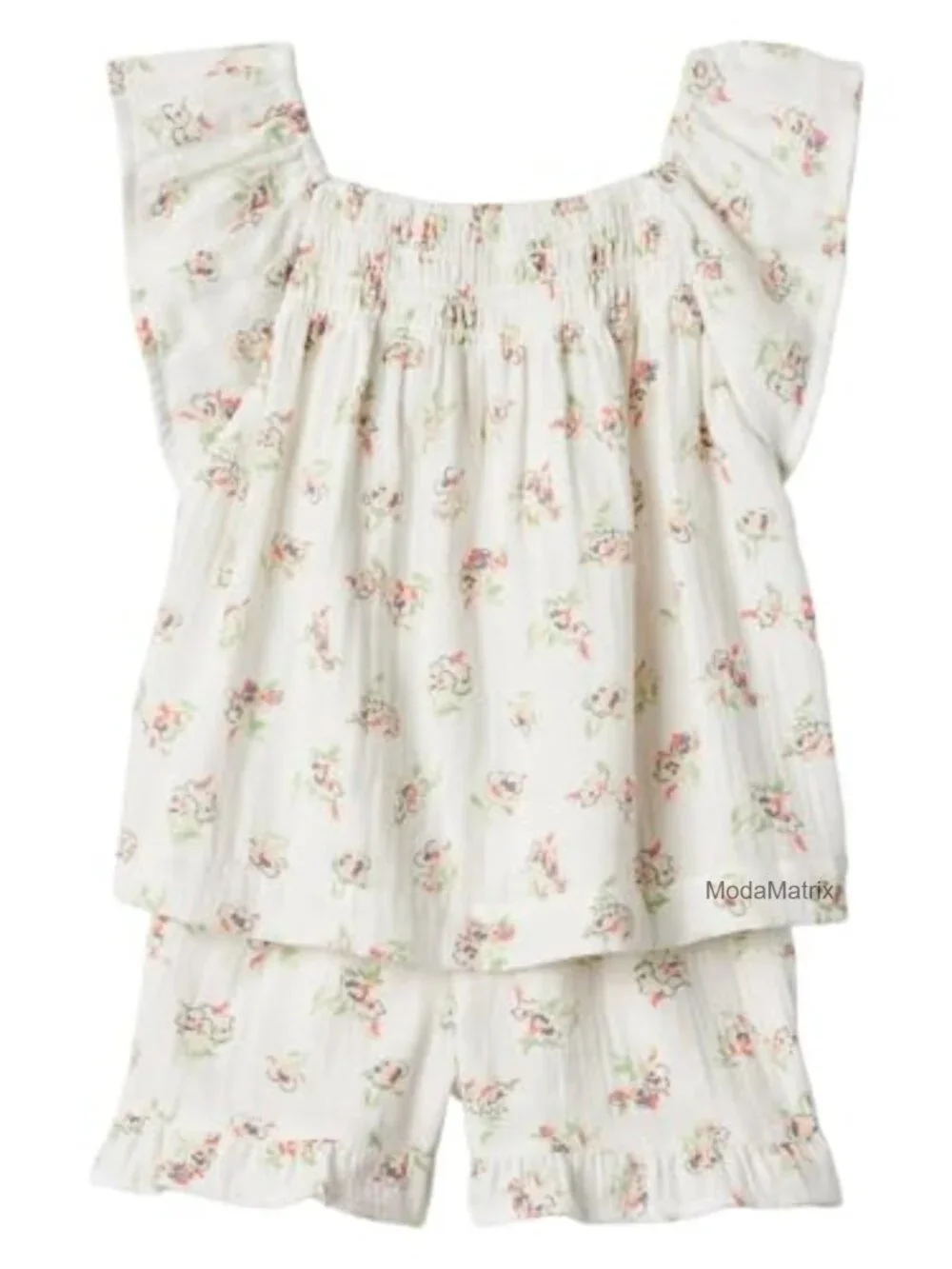 Baby Girls Cotton Gauze Ruffle Top & Diaper Cover Set